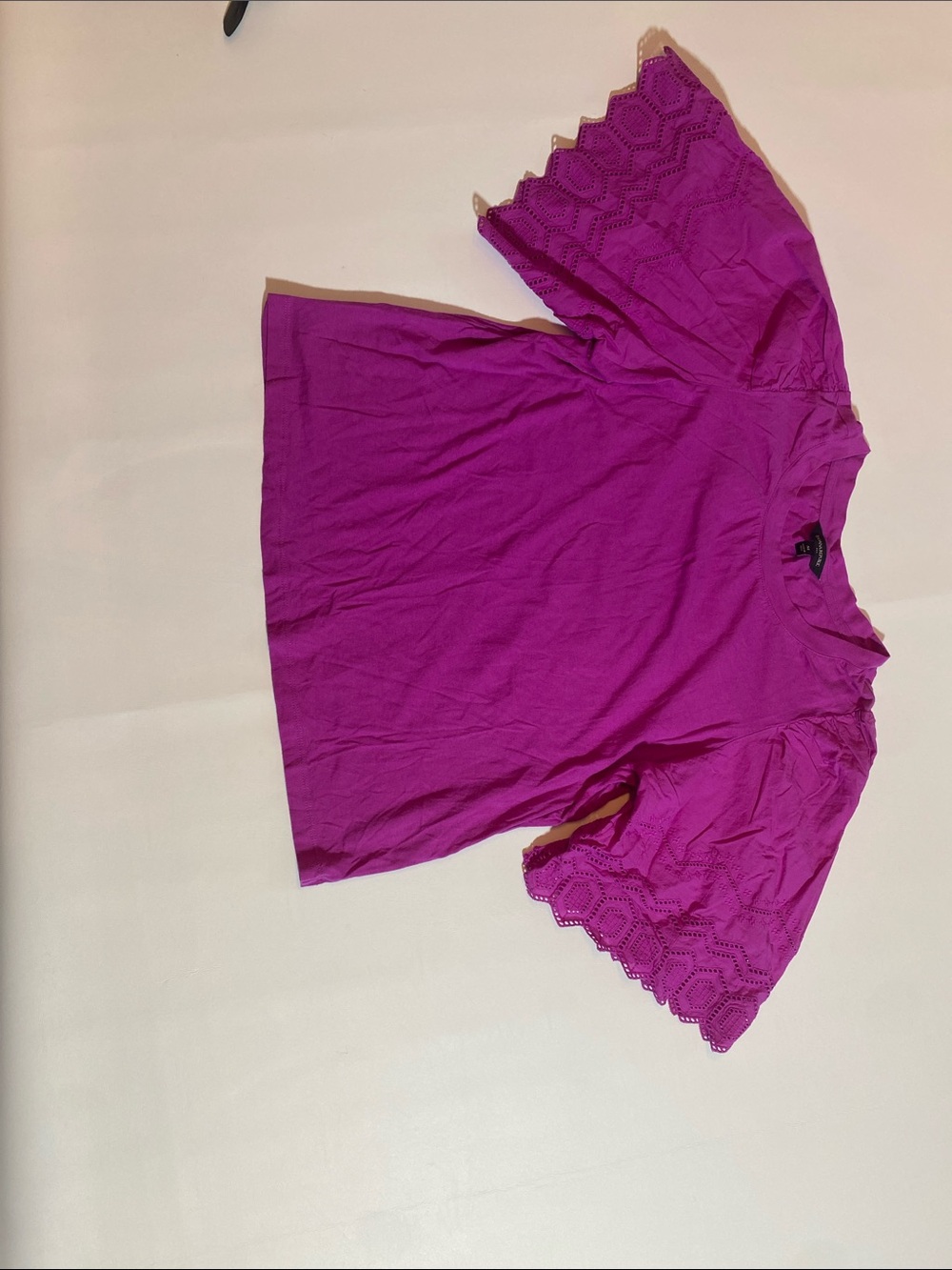 Banana Republic Eyelet Sleeve Short-Sleeve Top - Fuchsia